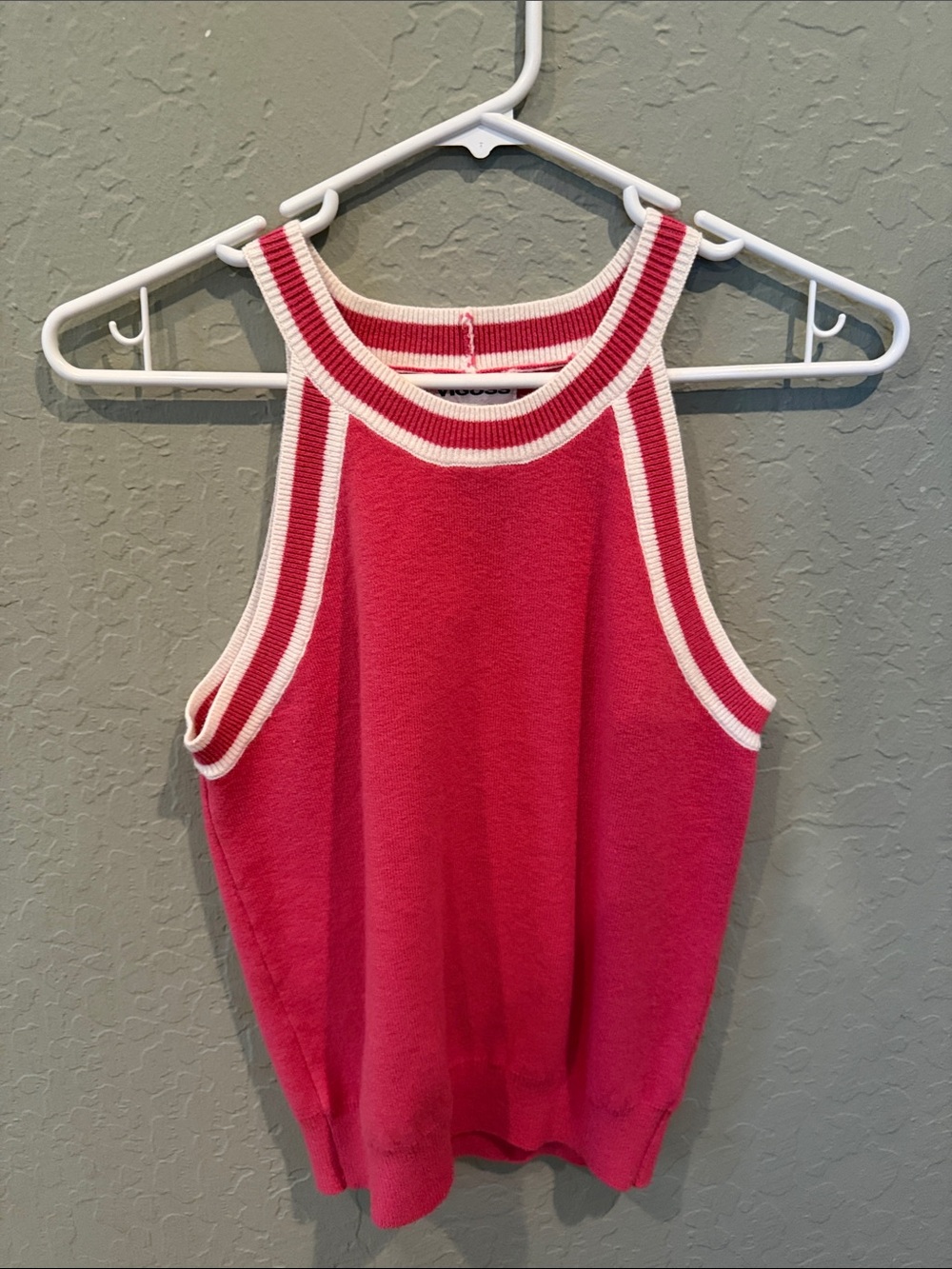 Vigoss Hot Pink Tank with White Rib Trim